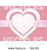 Vector of White and Pink Doily Hearts with a Ribbon by Elaineitalia