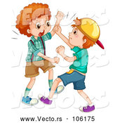 Vector of White Boys Fighting by