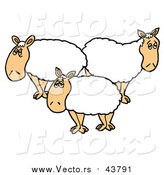 Vector of White Sheep with Thick Fleece, Standing in a Flock by LaffToon