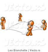 Vector of Wireless Telephone Network of Orange Guys Talking on Cell Phones by Leo Blanchette