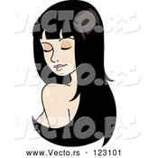 Vector of Woman Looking over Her Shoulder with Long Black Hair Extensions or a Wig by Rosie Piter