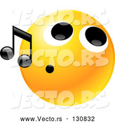 Vector of Yellow Emoticon Face with a Tight Mouth, Whistling Tunes by Tonis Pan
