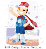 Vector of Young Boy Pretending to Be a Super Hero by BNP Design Studio
