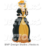 Vector of Young Lady Holding a Mask at a Masquerade Ball by BNP Design Studio