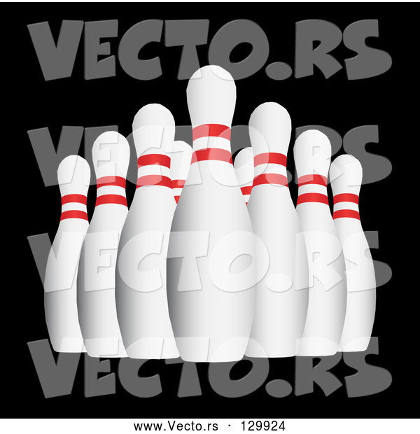 3d Vector of Bowling Pins over Black Background