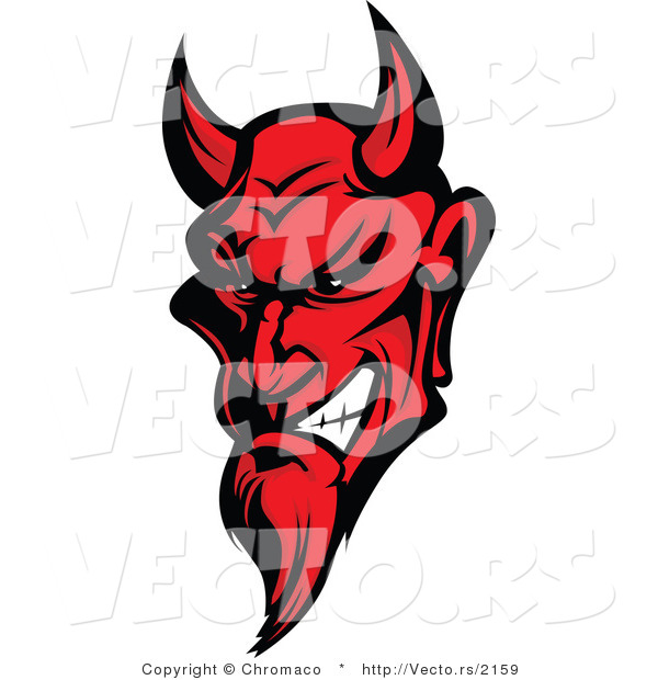Cartoon Vector of a Cartoon Satan with Devilish Stare While Grinning