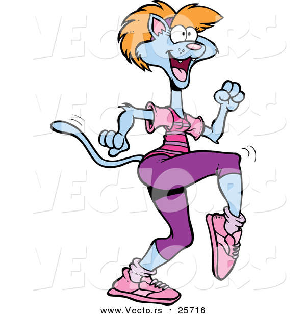 Cartoon Vector of a Cat Doing Aerobic Exercise