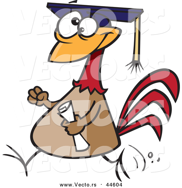 Cartoon Vector of a Chicken Graduate with a Cap and Diploma