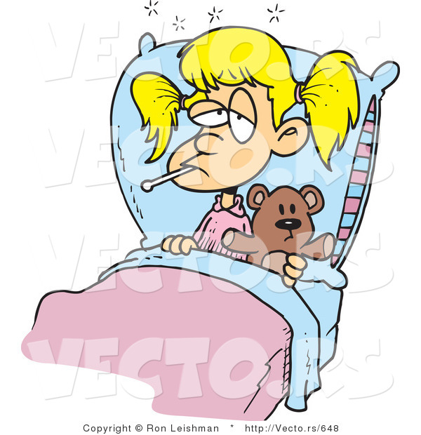 Cartoon Vector of a Child Confined to Bed by Sickness by Ron Leishman ...