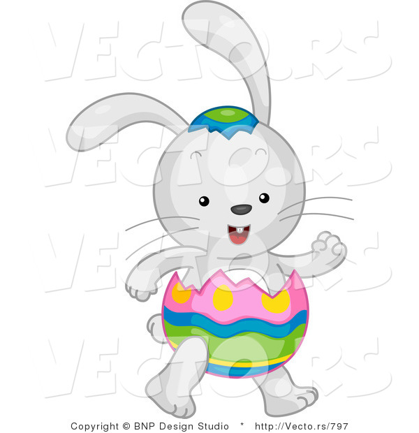 Cartoon Vector of a Easter Bunny Wearing Egg Costume