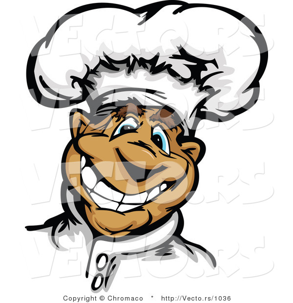 Cartoon Vector of a Friendly Spanish Chef Smiling and Wearing a Hat by