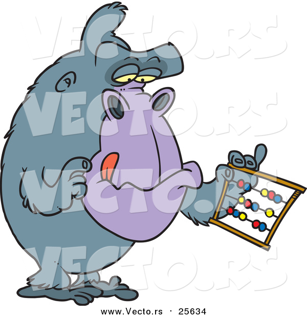 Cartoon Vector of a Gorilla Using an Abacus