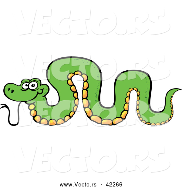 Cartoon Vector of a Green Snake Arched