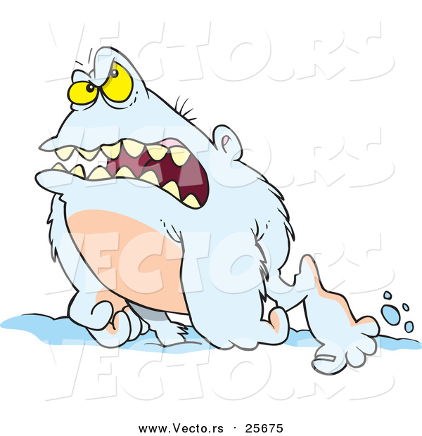 Cartoon Vector of a Grouchy Abominable Snowman