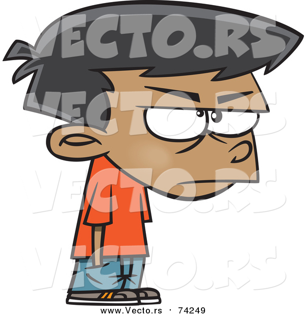 Cartoon Vector of a Grumpy Boy