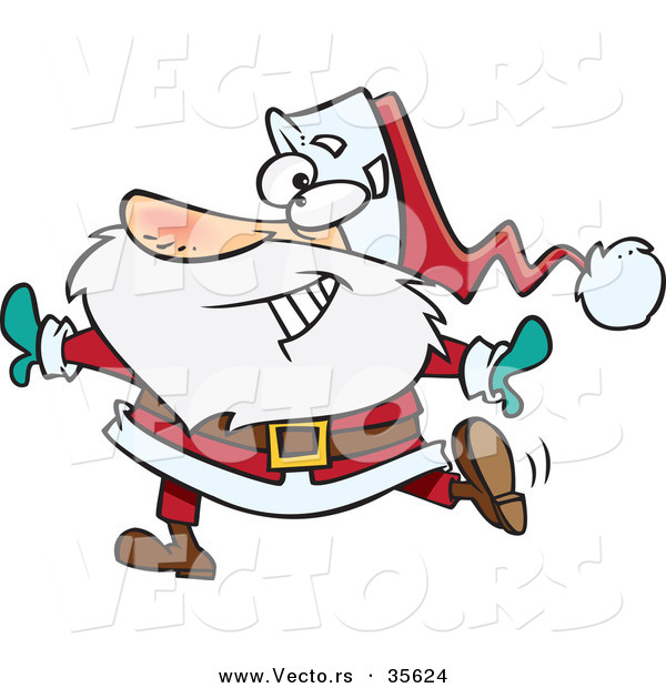 Cartoon Vector of a Happy Dancing Santa
