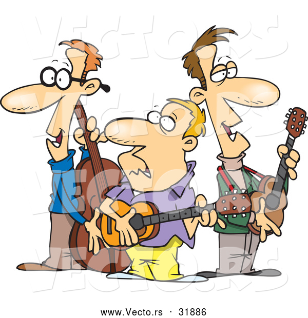 Cartoon Vector of a Male Folk Music Band