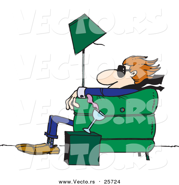 Cartoon Vector of a Man Sitting in a Chair and Being Blown Away