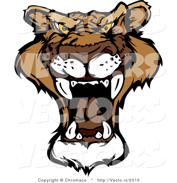 Cartoon Vector of a Roaring Mountain Lion Mascot