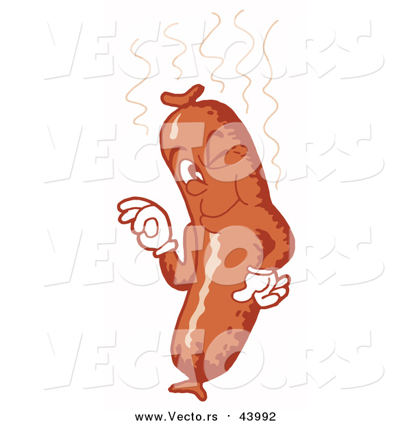 Cartoon Vector of a Sausage Link Wink
