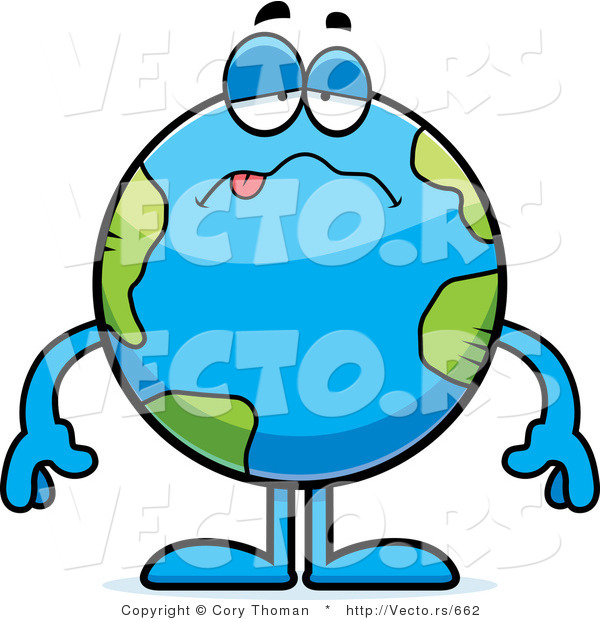Cartoon Vector of a Sick Earth Globe