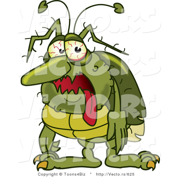 Cartoon Vector of a Sick Green Bug