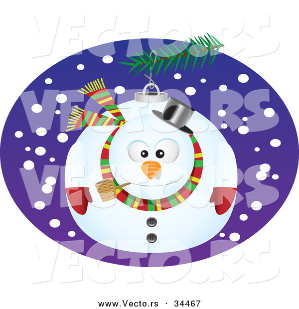 Cartoon Vector of a Snowman Bauble Ornament