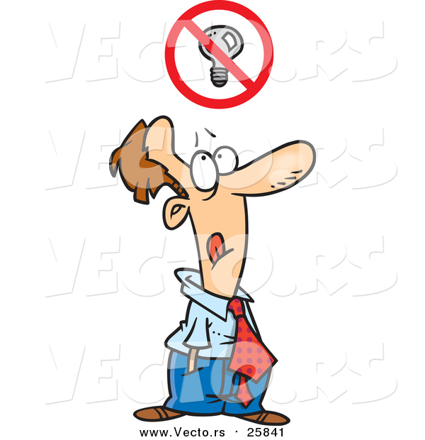 Cartoon Vector of a Stressed Business Man Trying to Come up with an Idea