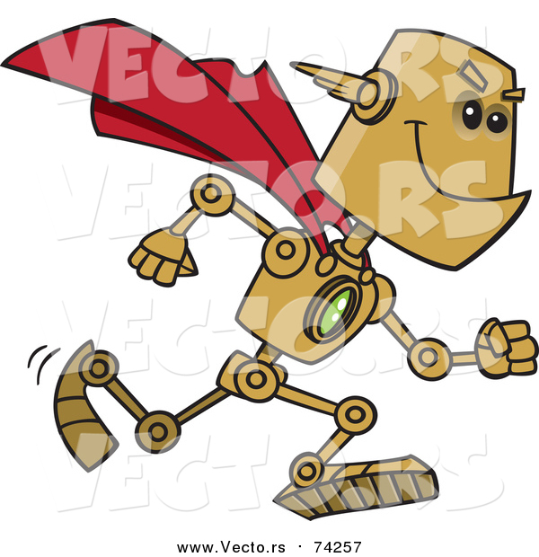Cartoon Vector of a Super Hero Robot Running