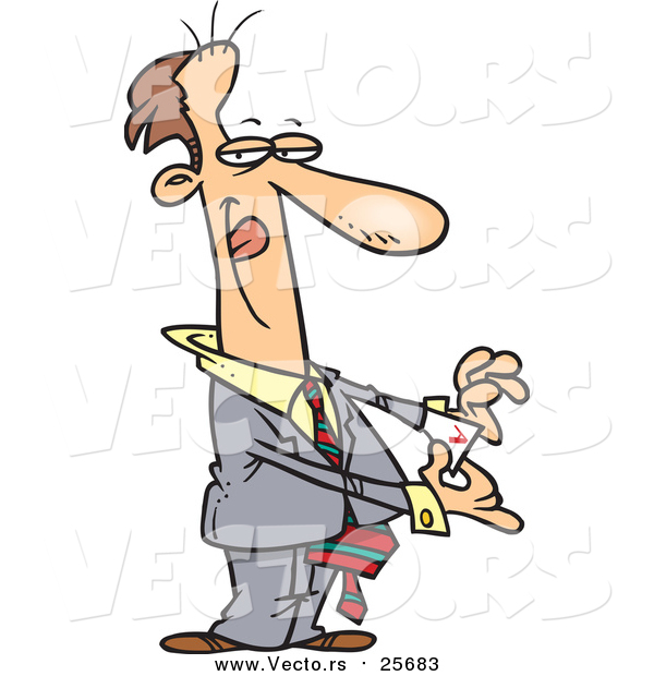 Cartoon Vector of a Tricky Business Man Pulling an Ace out of His Pocket