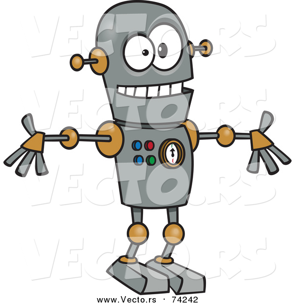 Cartoon Vector of a Welcoming Robot