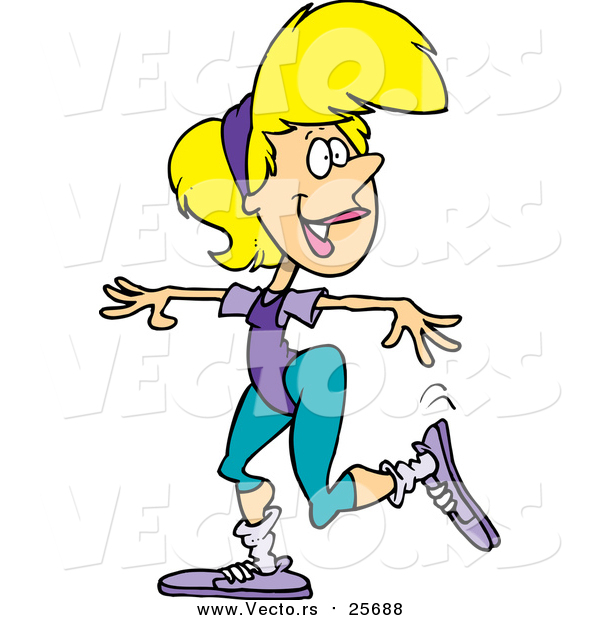 Cartoon Vector of a Woman Doing Aerobics