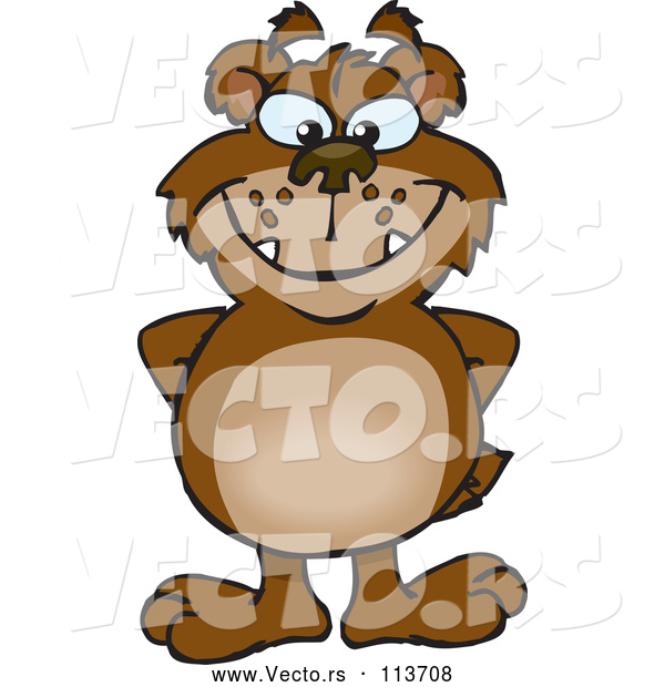 Cartoon Vector of Bear Grinning and Standing with His Hands Behind His Back