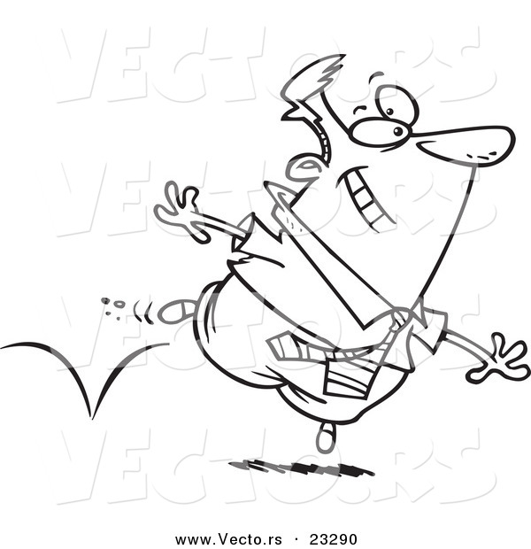 Cartoon Vector of Cartoon Skipping Businessman - Coloring Page Outline