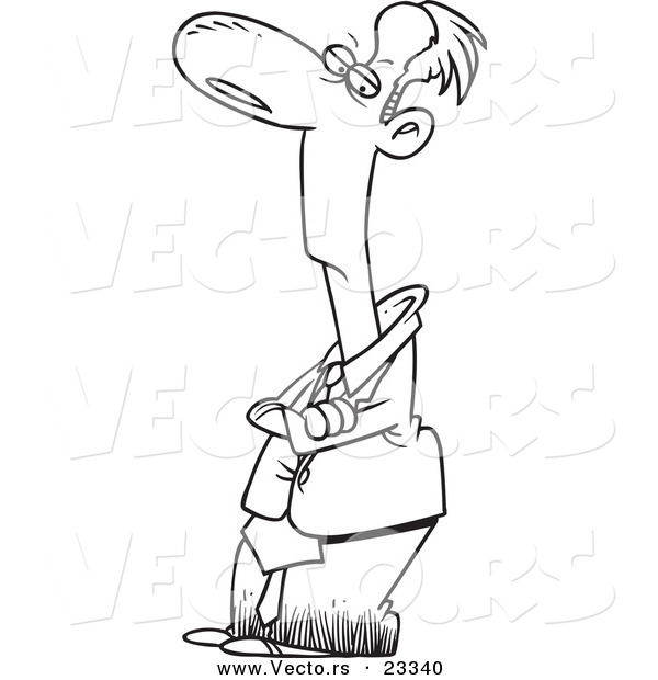 Cartoon Vector of Cartoon Snotty Businessman - Coloring Page Outline