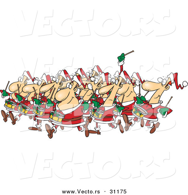 Cartoon Vector of Christmas Drummers Drumming