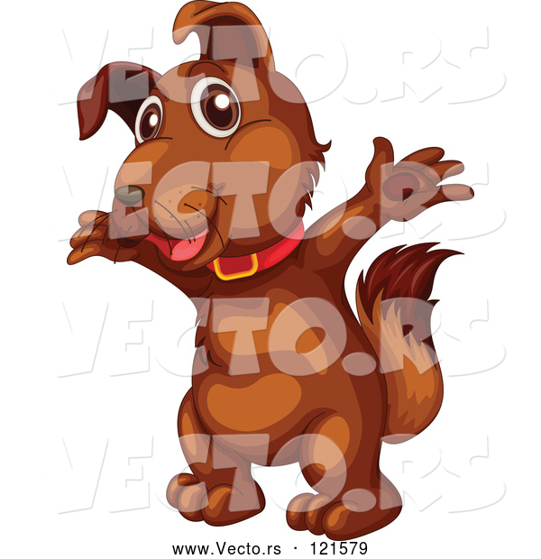 Cartoon Vector of Cute Happy Brown Dog