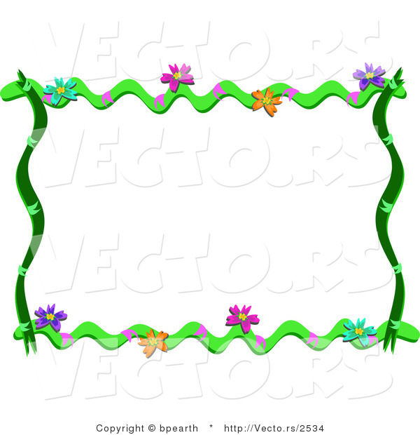 Cartoon Vector of Floral Vines Frame Border