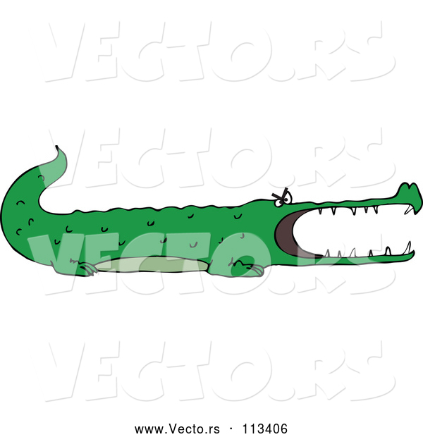 Cartoon Vector of Green Angry Alligator