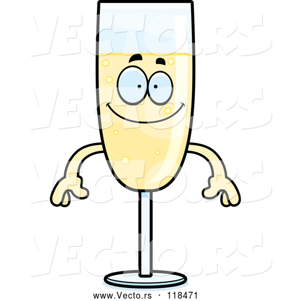 Cartoon Vector of Happy Champagne Mascot