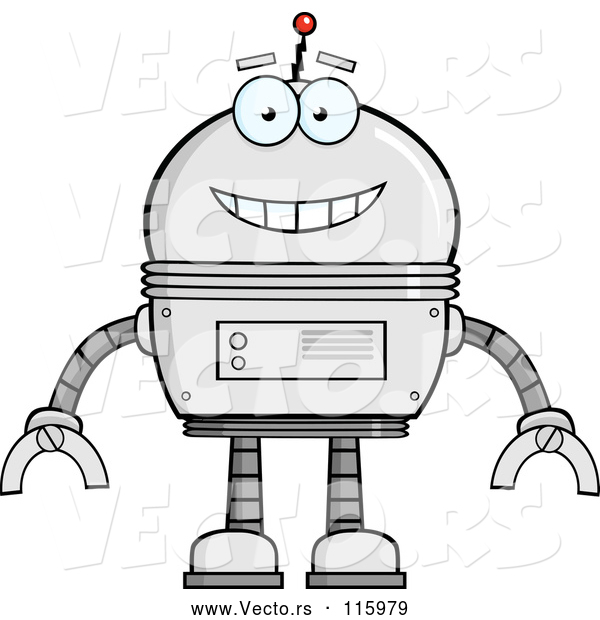 Cartoon Vector of Happy Metal Robot