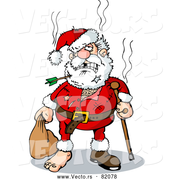 Cartoon Vector of Injured Santa Ready to Recover