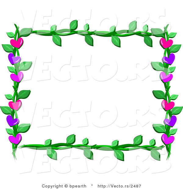 Cartoon Vector of Lover Hearts and Vines Frame Border Design