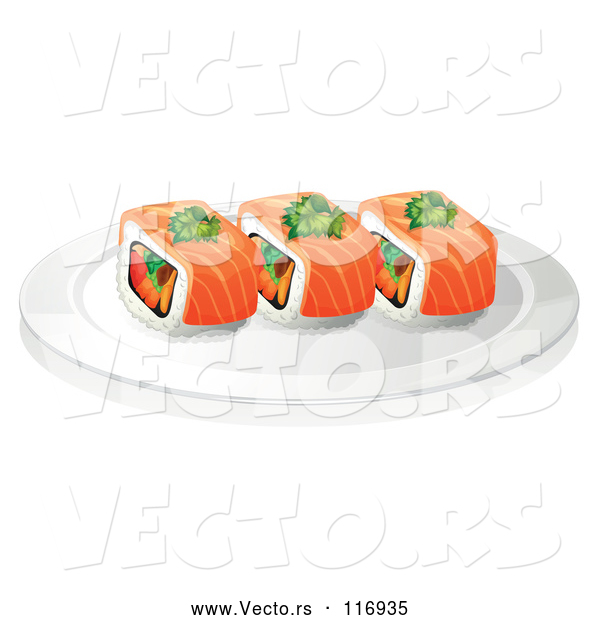 Cartoon Vector of Plate of Sushi
