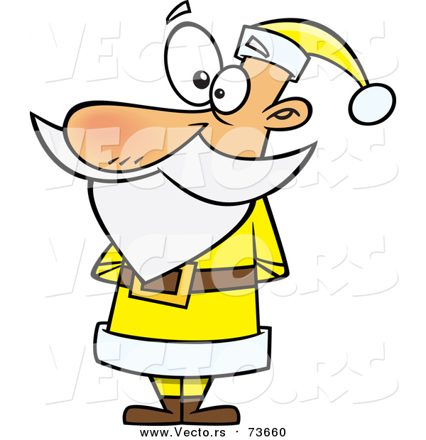Cartoon Vector of Santa Waiting in a Yellow Suit
