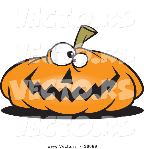 Halloween Vector of a Cartoon Jackolantern Pumpkin Smiling with Criss Crossed Eyes