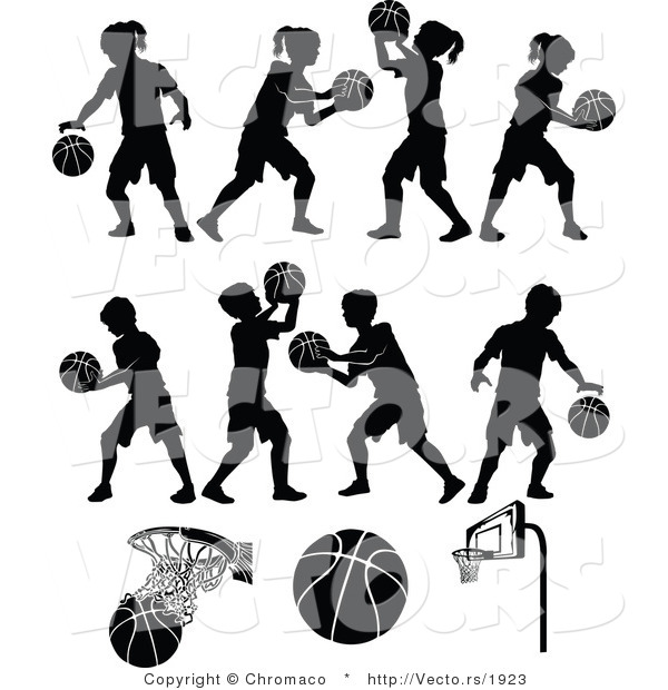 Vector of 11 Unique Silhouetted Basketball Designs