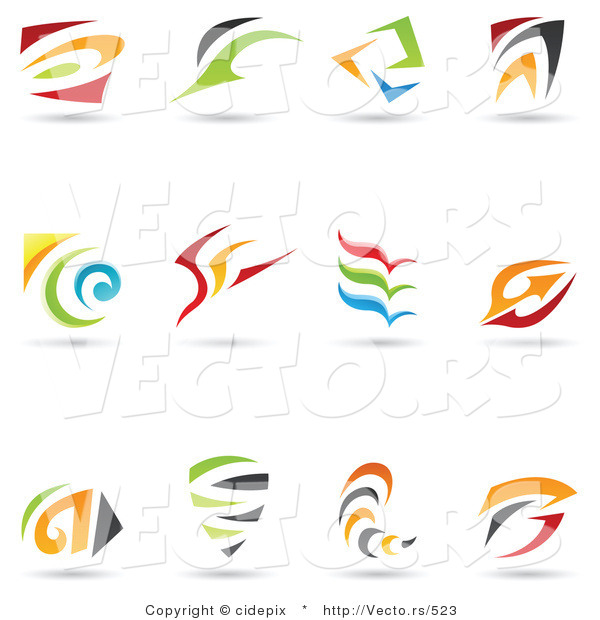 Vector of 12 Colorful Abstract Spirals and Swooshes - Unique Logo Icons