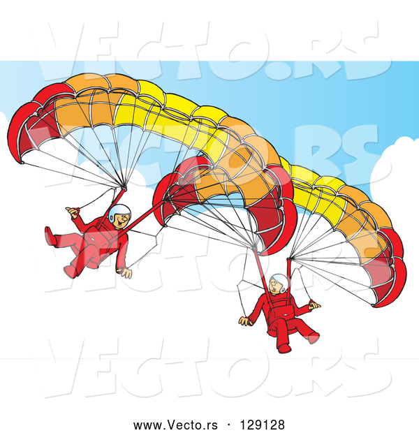 Vector of 2 Paragliders in the Sky