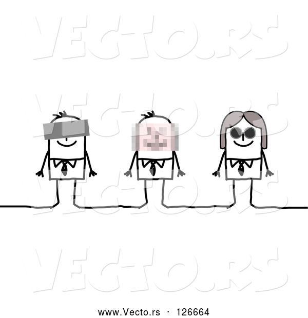 Vector of 3 Anonymous Stick People